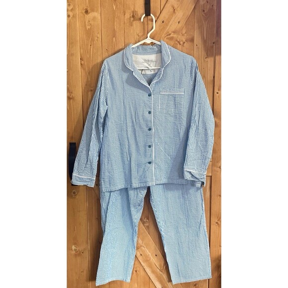 Vermont Country Store Women’s MP Seersucker Cotton Pajama Set Heritage Stripe - Picture 1 of 14